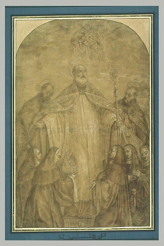 Saint Benoît, les saints maur, Placide, scolastique, catherine et la Vierge