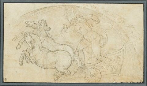Apollon conduisant son char tiré par trois chevaux