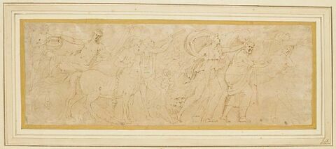 Partie d'un cortège avec une bacchante, un centaure et d'autres personnages