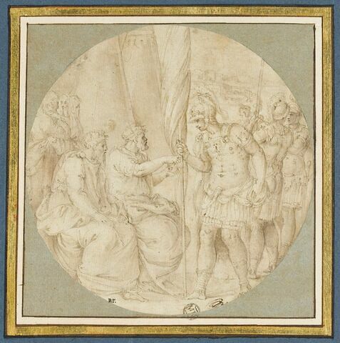 Un guerrier conversant avec deux souverains : Pyrrhus fait chevalier