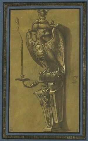 Console supportant un candélabre, avec un aigle portant un blason