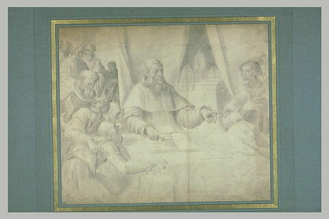 Le pape Clément VII et l'empereur Charles Quint entourés de savants