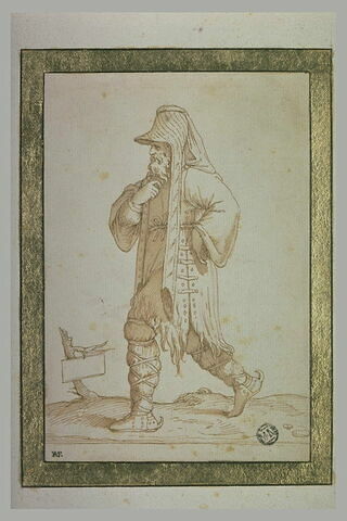Homme en costume oriental, portant une tunique en peau de bête, image 1/1