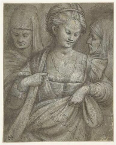 Judith, entre deux vieilles servantes, portant la tête d'Holopherne cachée dans un drap, image 1/2