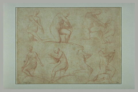 Huit figures nues dans différentes postures, sur deux registres, image 1/1