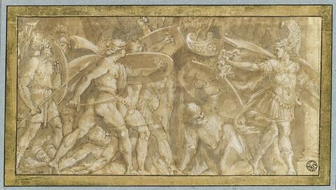 Persée pétrifiant Phinée et ses soldats avec la tête de Méduse