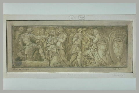 La continence de Scipion (ou La famille de Darius devant Alexandre ?) ; prisonniers amenés devant un magistrat ; vase