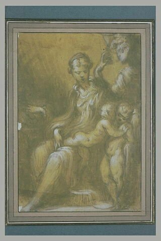 Vierge avec l'Enfant se penchant vers le petit saint Jean et deux autres figures, image 1/1