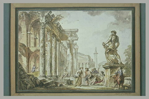 Caprice d'architecture avec le Panthéon, le Colisée, le forum de Trajan