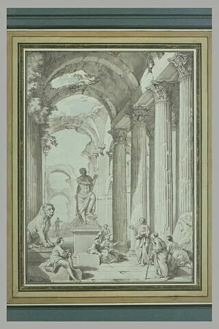 Un apôtre préchant à côté d'une statue d'Apollon jouant de la lyre, image 1/1