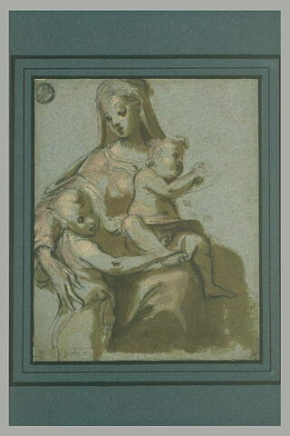 La Vierge, assise, avec l'Enfant sur ses genoux et le petit saint Jean