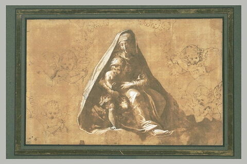 Vierge et l'Enfant entourés d'anges, image 1/1