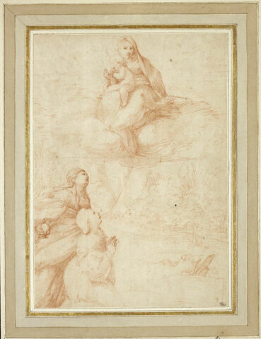 La Vierge avec l'Enfant sur des nuages, adorée par une donatrice présentée par sainte Marie-Madeleine