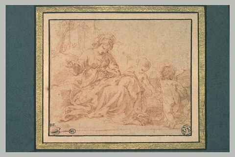 La Vierge assise, occupée à coudre, l'Enfant Jésus et le jeune saint Jean