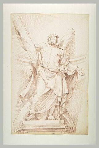 Saint André debout appuyé contre sa croix, image 2/2