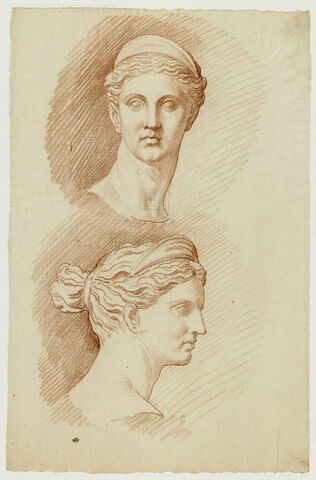 Deux études de la tête de Diane, vue de face et de profil à droite, image 1/2