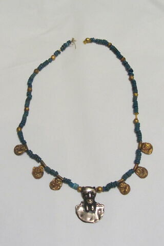 collier ; perle sphérique ; perle rondelle ; perle rondelle double ; pendentif, image 1/2