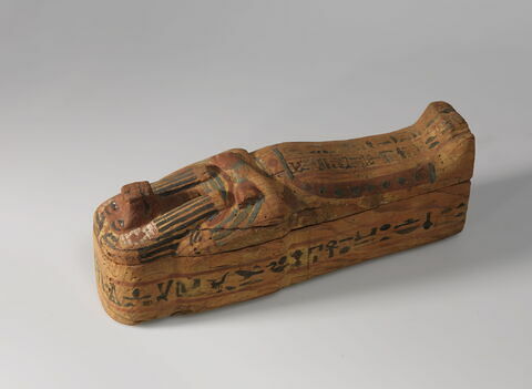 sarcophage à viscères momiforme ; élément momifié