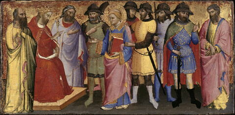 Le nouvel empereur Dèce interroge saint Laurent sur les trésors de Philippe et lui donne trois jours pour les trouver.