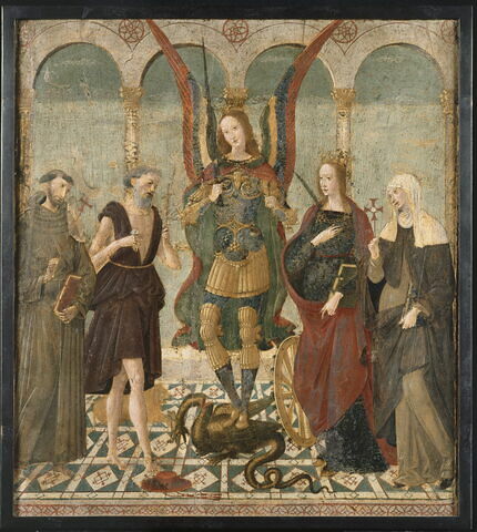 Saint Michel entre saint François, saint Jérôme, sainte Catherine et sainte Brigitte de Suède, image 1/2
