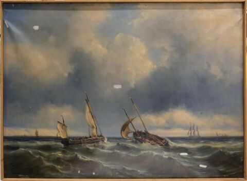 Rencontre de pêcheurs dans le canal anglais, par une forte brise, image 1/2