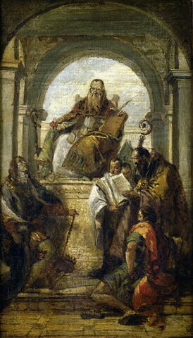 Saint Augustin, saint Louis des Français, saint Jean l'Evangéliste et un saint évêque
