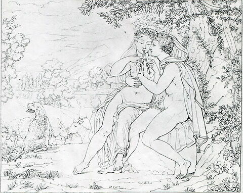 Daphnis montrant à jouer de la flûte à Chloé, image 1/1