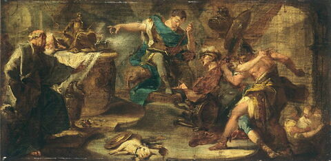 Trajan essayant de contraindre saint Eustache d'adorer la statue de Jupiter