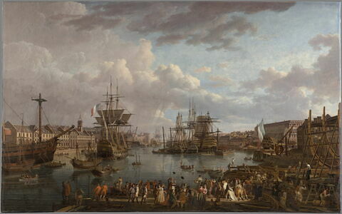 Vue de l'intérieur du port de Brest, prise de l'ancienne cale de l'Intendance, en 1795, image 1/6