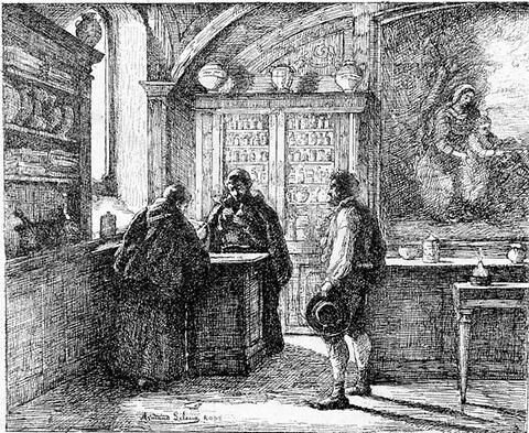 Intérieur de la pharmacie du couvent des Capucins à Rome