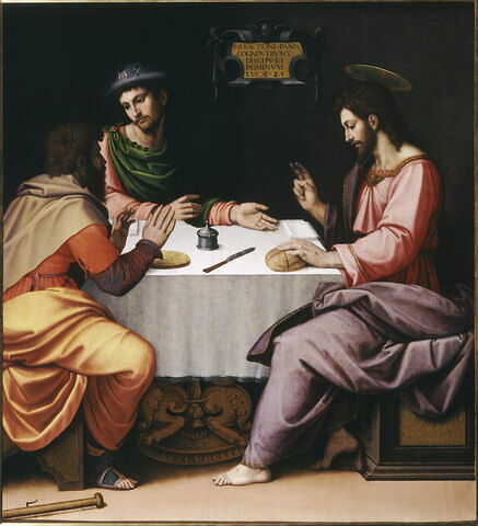 Le Christ et les pèlerins d'Emmaüs (recto) et Les Saintes Femmes au tombeau (verso), image 1/3