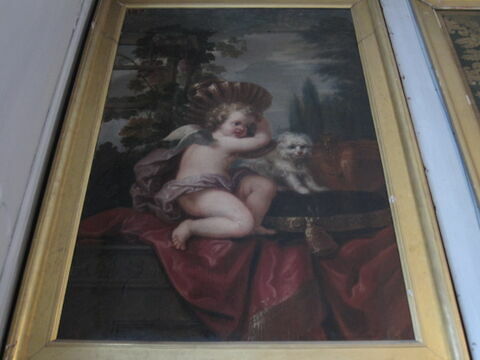 Un Amour et un chien sur un coussin, image 2/2