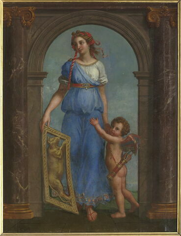 Vénus et l'Amour avec le signe du Taureau ; Avril, image 1/1