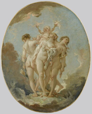 Les trois Grâces supportant l' Amour.