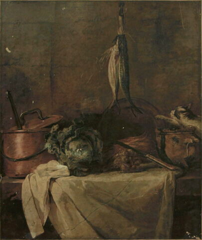 La Table de cuisine, dit aussi Le Larron en bonne fortune, ou Les Harengs avec chat., image 2/2