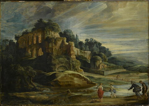 Paysage avec les ruines du mont Palatin à Rome