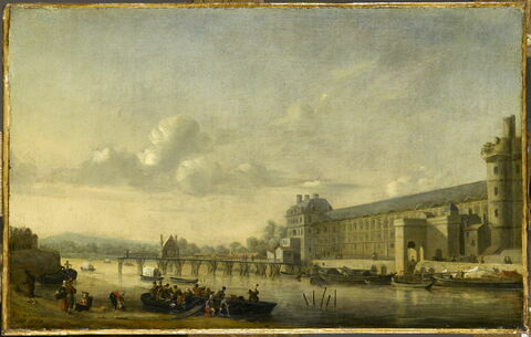 Vue de la Seine avec la façade sud de la Grande Galerie du Louvre à Paris, 1660, image 1/1