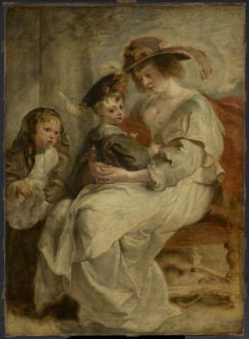 Portrait d’Hélène Fourment (1614-1673), la deuxième femme de l’artiste, et leurs enfants, Clara Johanna (née en 1632) et Frans (né en 1633)