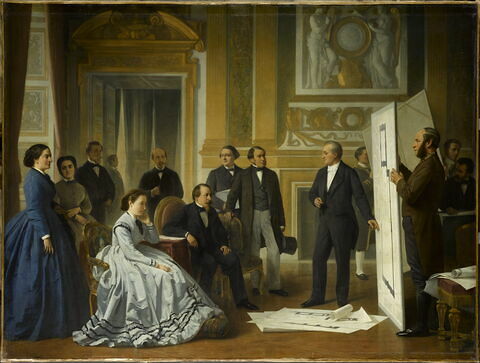 Visconti présente à Napoléon III les plans du 'nouveau Louvre', 1853, image 1/4
