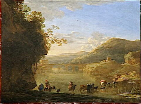 Paysage avec un troupeau traversant une rivière, image 3/3