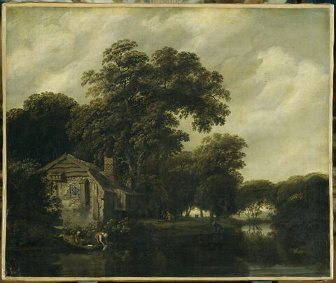 Paysage avec une laveuse de linge près d'une chaumière, image 2/3