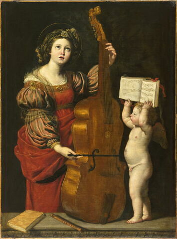 Sainte Cécile avec un ange tenant une partition musicale, image 1/2