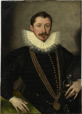Portrait d'homme portant la médaille de l'empereur Rodolphe II (1552-1612), image 1/2