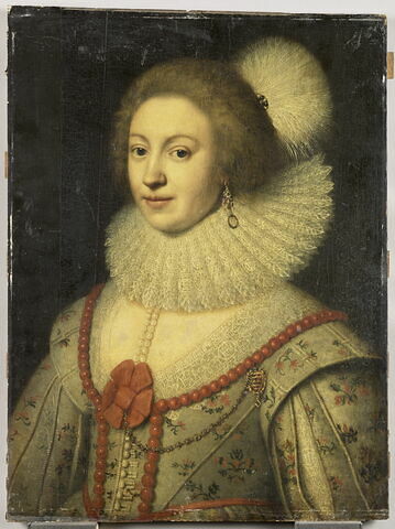 Portrait présumé d'Amélie-Dorothée (1618-1635), comtesse palatine de la branche de Pfalz-Birkenfeld, ou bien Portrait d'Élisabeth Stuart (1596,1662), reine de Bohême., image 1/6