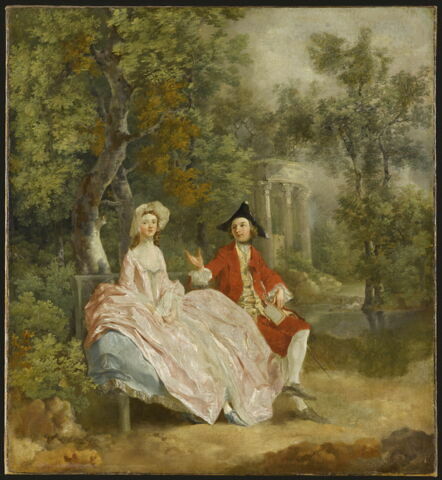 Conversation dans un parc, dit auparavant Portrait de Thomas Gainsborough et de sa femme, Margaret Burr (1728-1798), et parfois aussi Portrait de Thomas Sandby (1721-1798), dessinateur et architecte) et de sa femme, ou Portrait de Paul Sandby (1725-1809, aquarelliste et graveur) et de sa femme., image 2/5