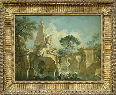 Paysage avec architectures de fantaisie, dit aussi Fontaine décorative avec une statue d'Hercule, image 2/3