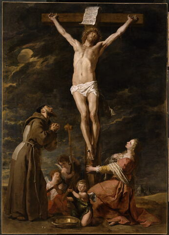 Le Christ en croix entre sainte Madeleine et saint François