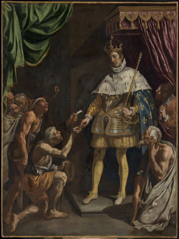 Saint Louis roi de France distribuant les aumônes