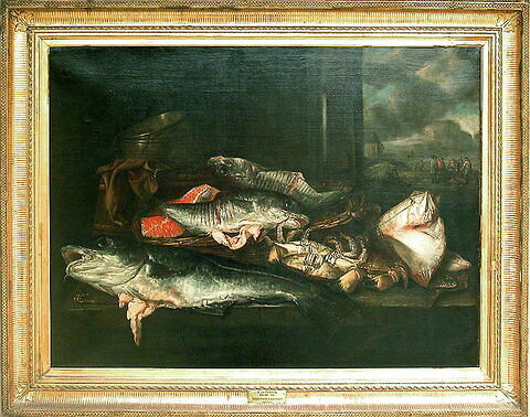 Nature morte aux poissons, avec bord de mer et pêcheurs à l'arrière-plan, image 4/4