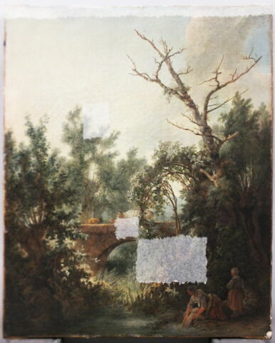 Paysanne lavant près d'un pont. Ancien titre : Paysage avec pont, image 2/24